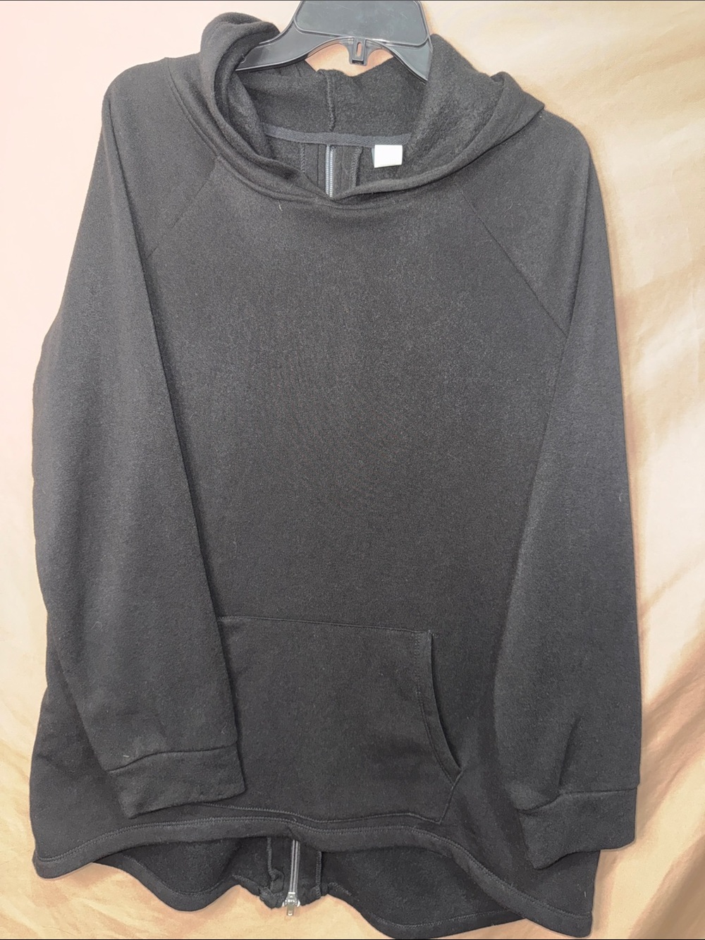 NWT Xersion Black Pullover Hoodie Dress for Women in Large with Rainbow Zipper